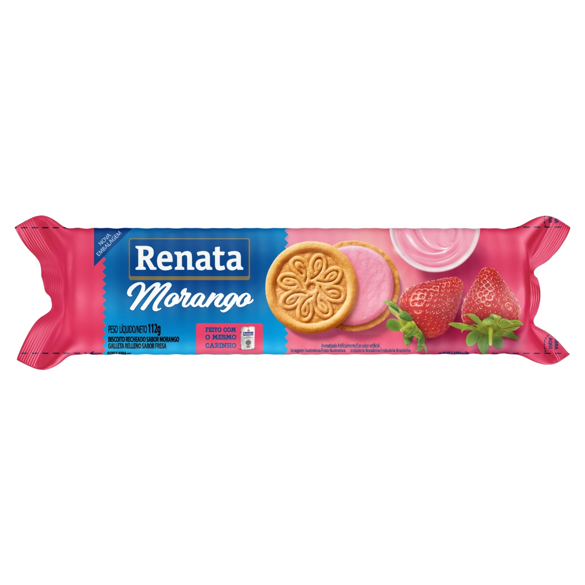 Biscoito Recheio Morango Renata Pacote 112g