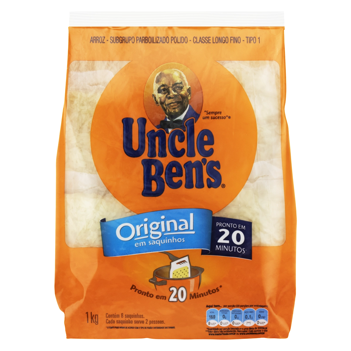 Arroz Parboilizado Tipo 1 Original Uncle Bens Pacote 1kg 8 Unidades