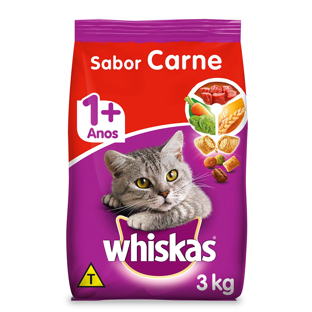 Racao Whiskas 3kg B.plus Carne