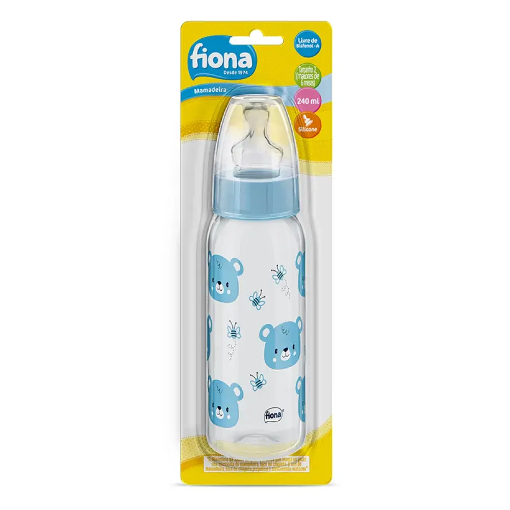 Mamadeira Fiona Desenhos Orto Sil Azul 240ml