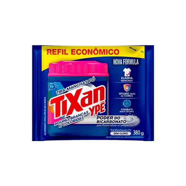 Tira Manchas Pó Roupas Brancas E Coloridas Tixan Ypê Pacote 380g Refil Econômico