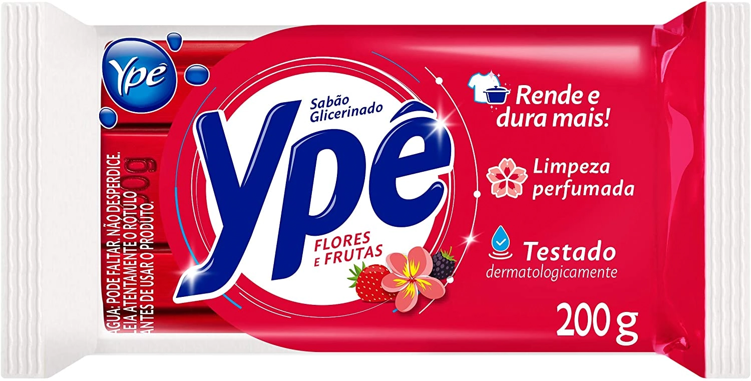 Sabão Em Barra Glicerinado Flores E Frutas Ypê Pacote 200g