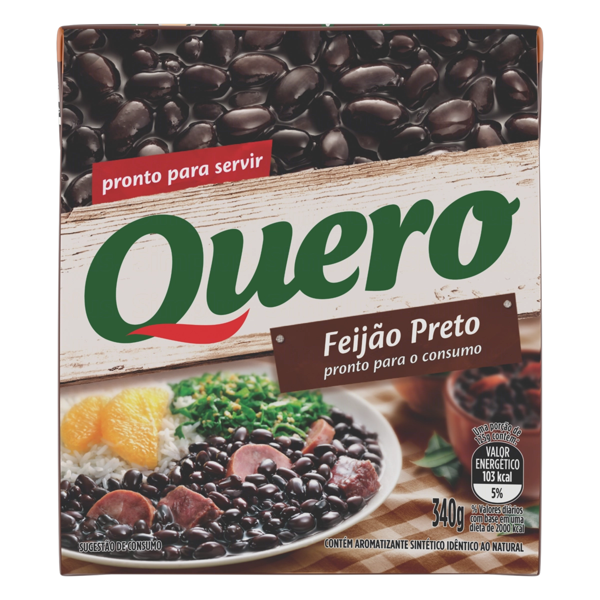 Feijão Preto Pronto Quero Caixa 340g