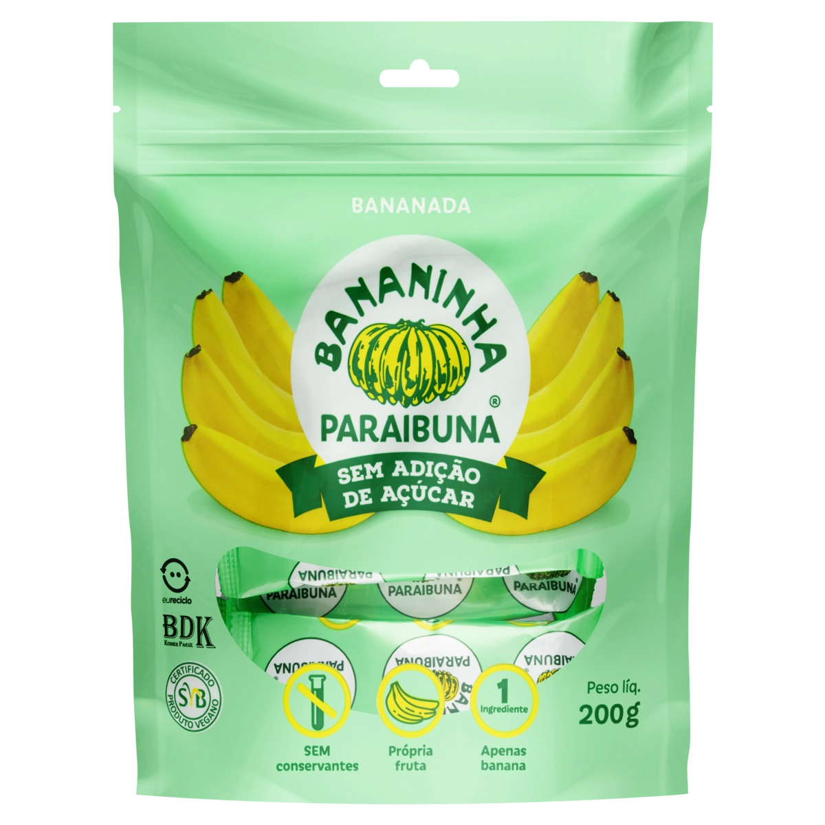 Bananada Sem Adição De Açúcar Bananinha Paraibuna Sachê 200g
