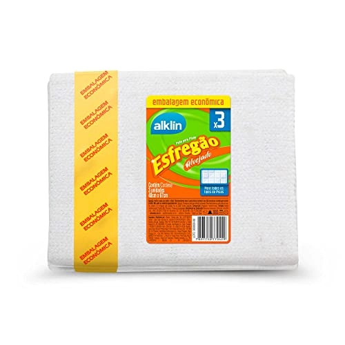 Esfregão Alvejado Alklin 40cm X 67cm 3 Unidades