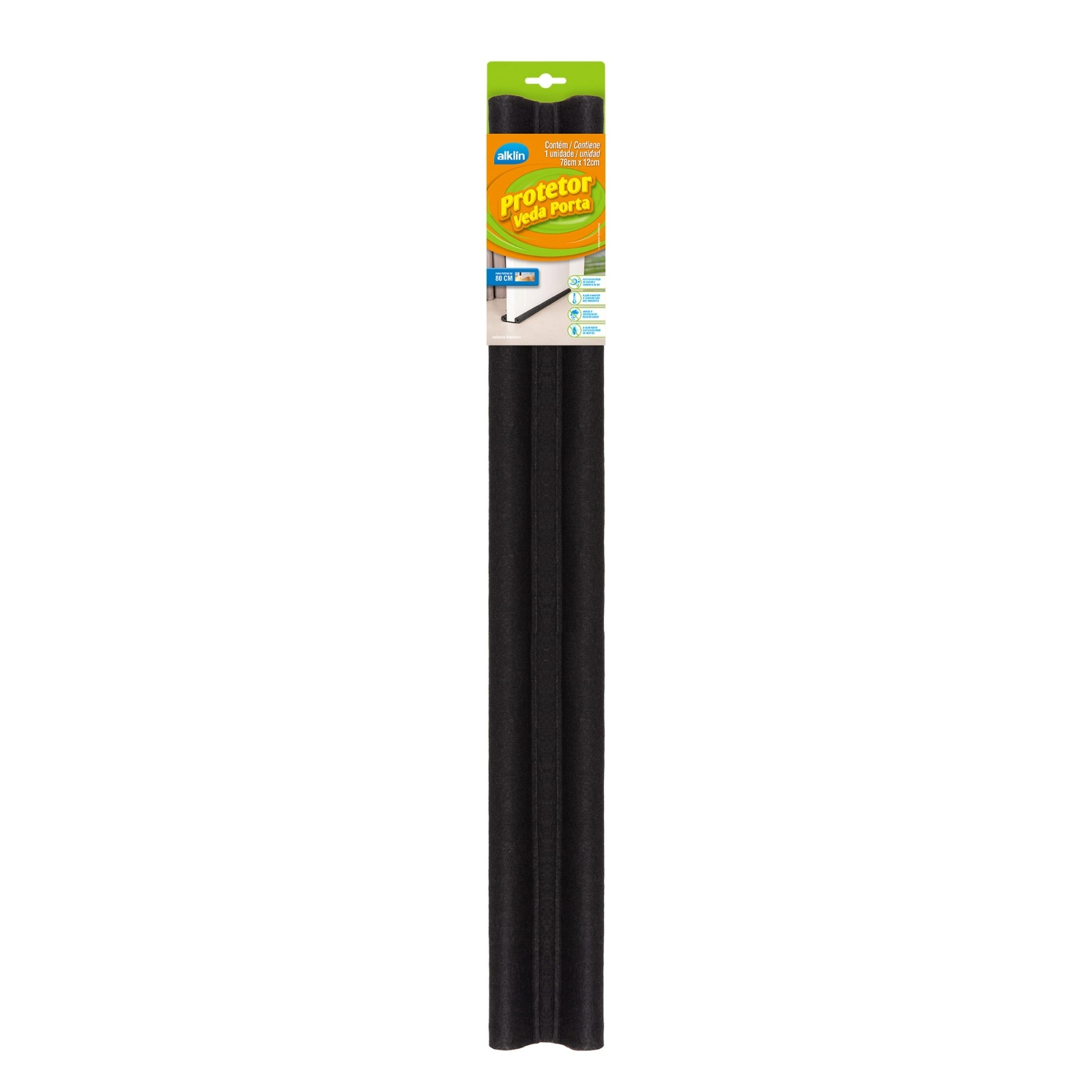 Protetor Veda Porta Liso Preto 80cm Alk 8262 Schwanke