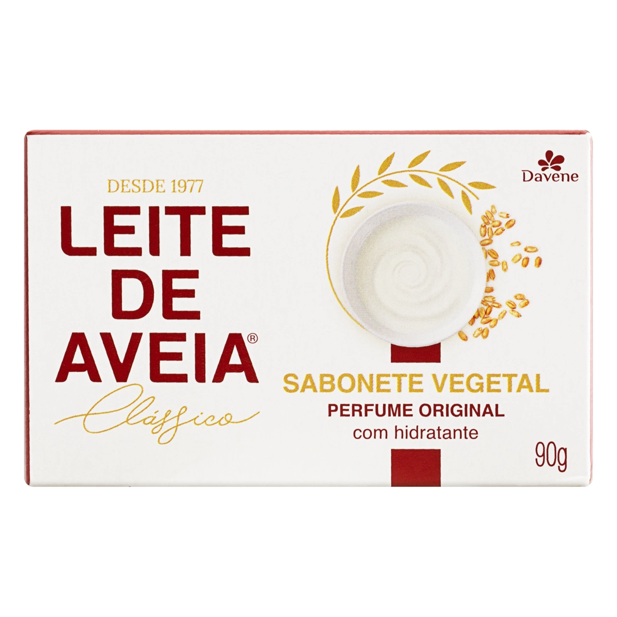Sabonete Barra Vegetal Perfume Original Davene Leite De Aveia Clássico Caixa 90g