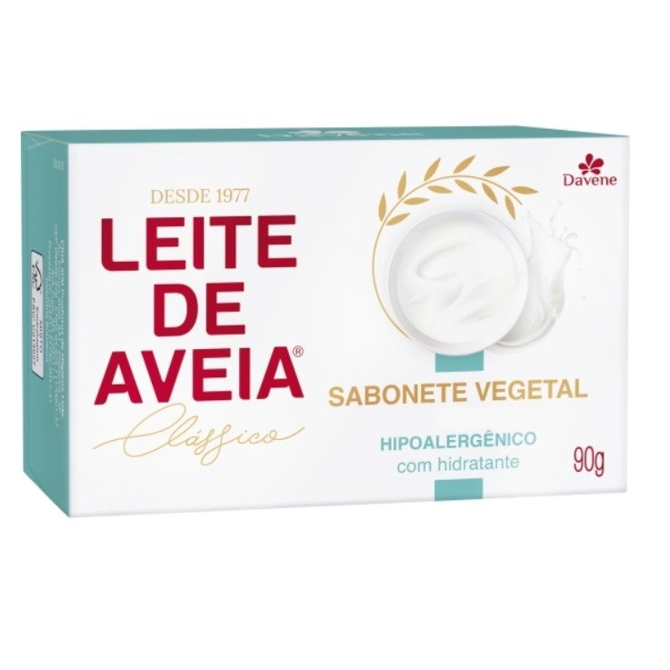 Sabonete Barra Vegetal Sem Perfume Davene Leite De Aveia Clássico Caixa 90g
