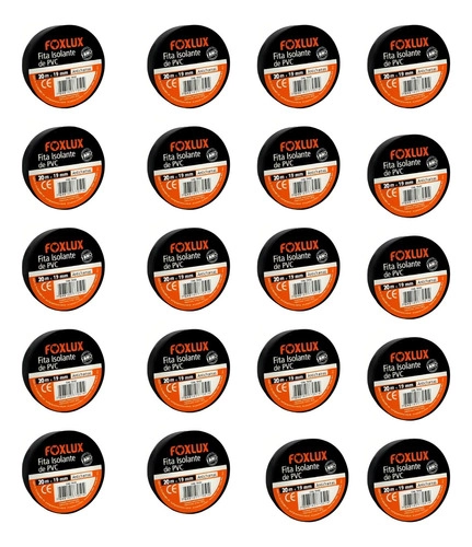 Kit 20 Fita Isolante Foxlux Pvc Antichamas 20mx19mm
