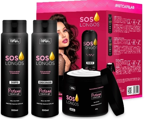 Kit Capilar Sos Longos 3 Itens Na Caixa Natu Pop