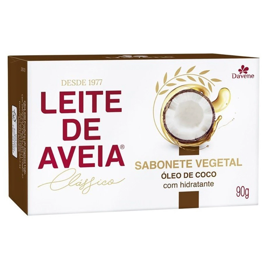 Sabonete Barra Vegetal óleo De Coco Davene Leite De Aveia Clássico Caixa 90g