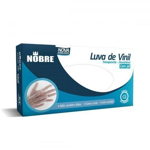 Luvas De Vinil Com Pó 100 Unidades Tamanho G