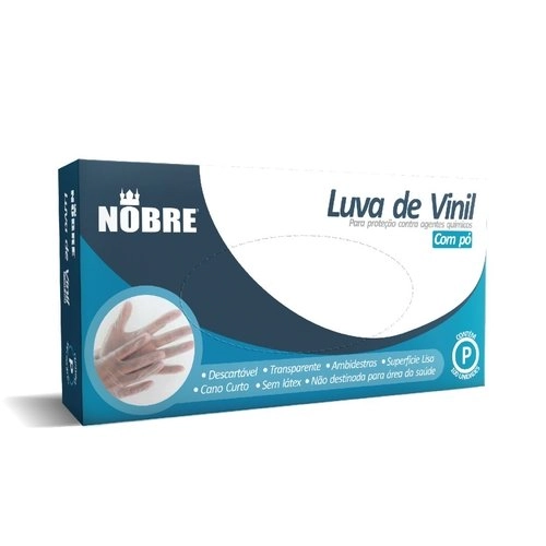 Luvas De Vinil Com Pó 100 Unidades Tamanho P