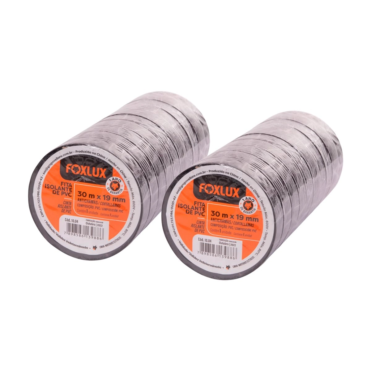 Kit 20 Fita Isolante Foxlux Pvc Antichamas 30mx19mm