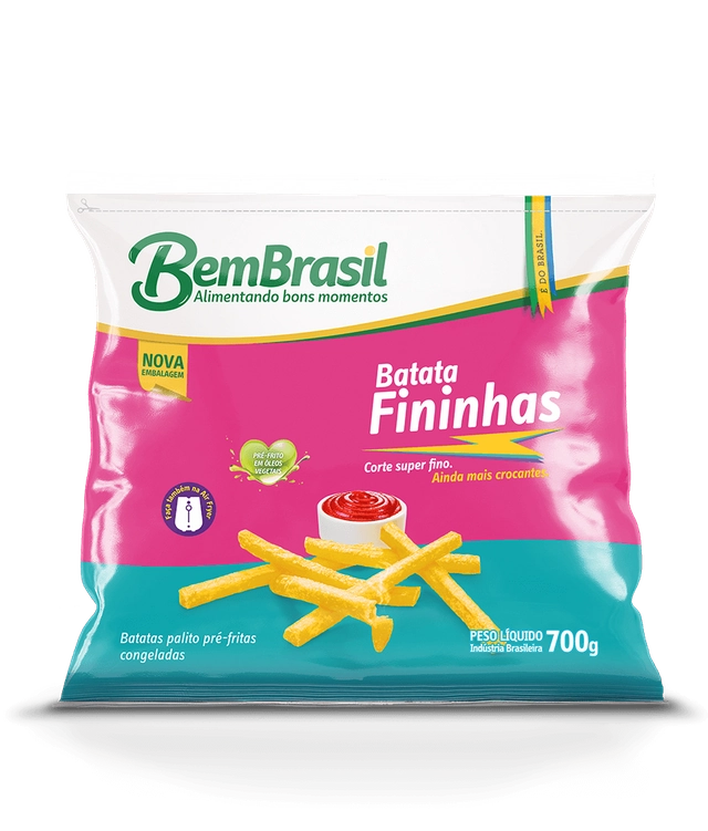 Batata Pré Frita Palito Fininha Congelada Bem Brasil Pacote 700g
