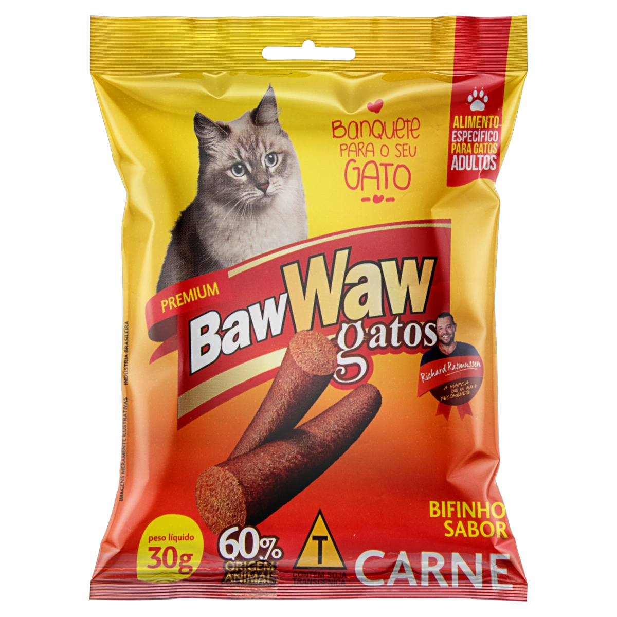 Bifinho Para Gatos Adultos Carne Baw Waw Premium Pacote 30g