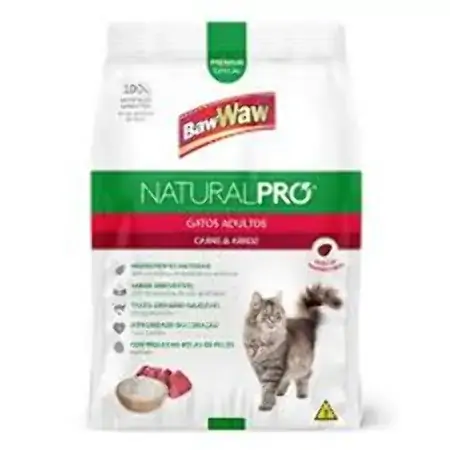 Racao Baw Waw Nat Pro P/ Gatos Car/az 500g
