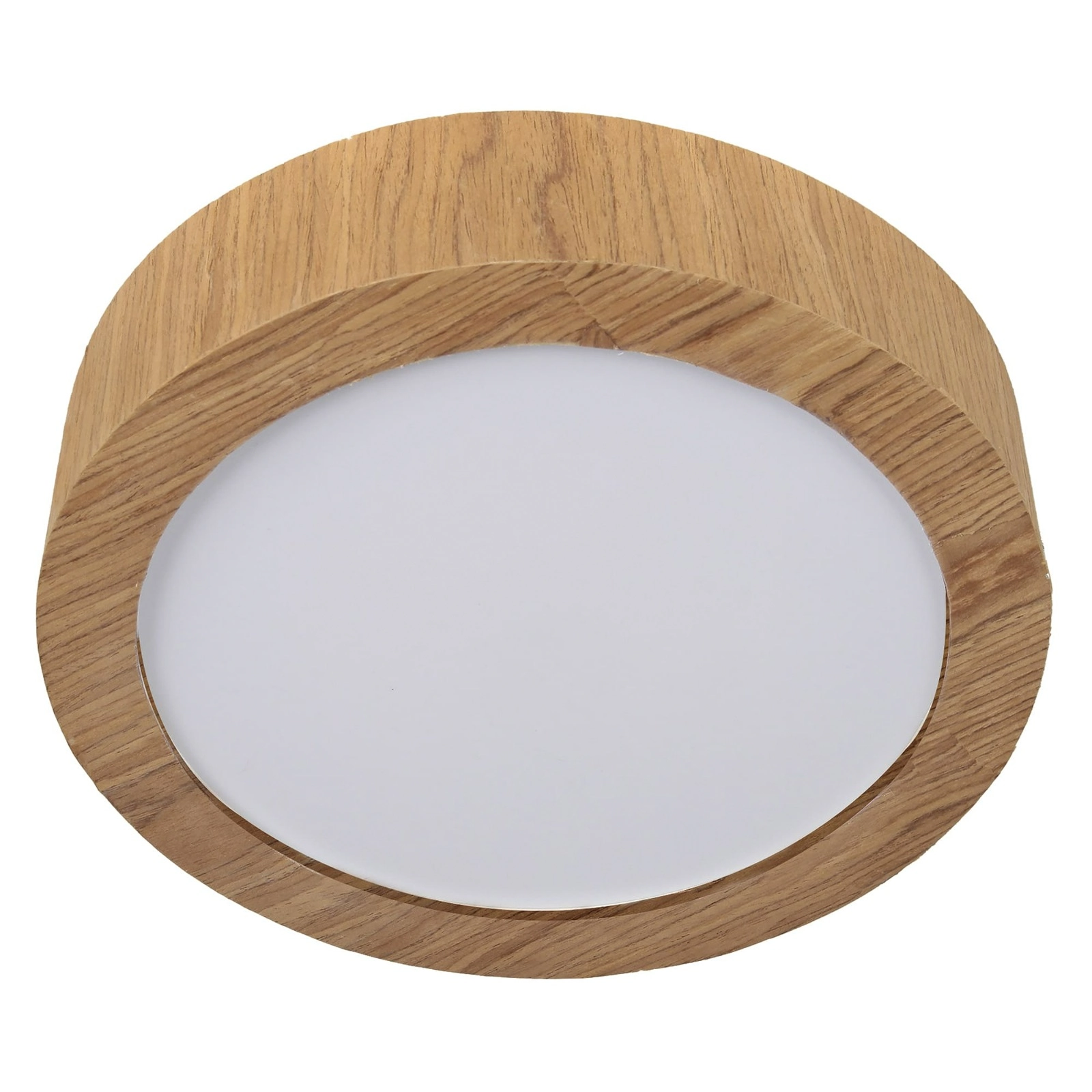 Plafon Wood Madeira Redondo Led 24w Bivolt Freijó 6400k Branco Frio