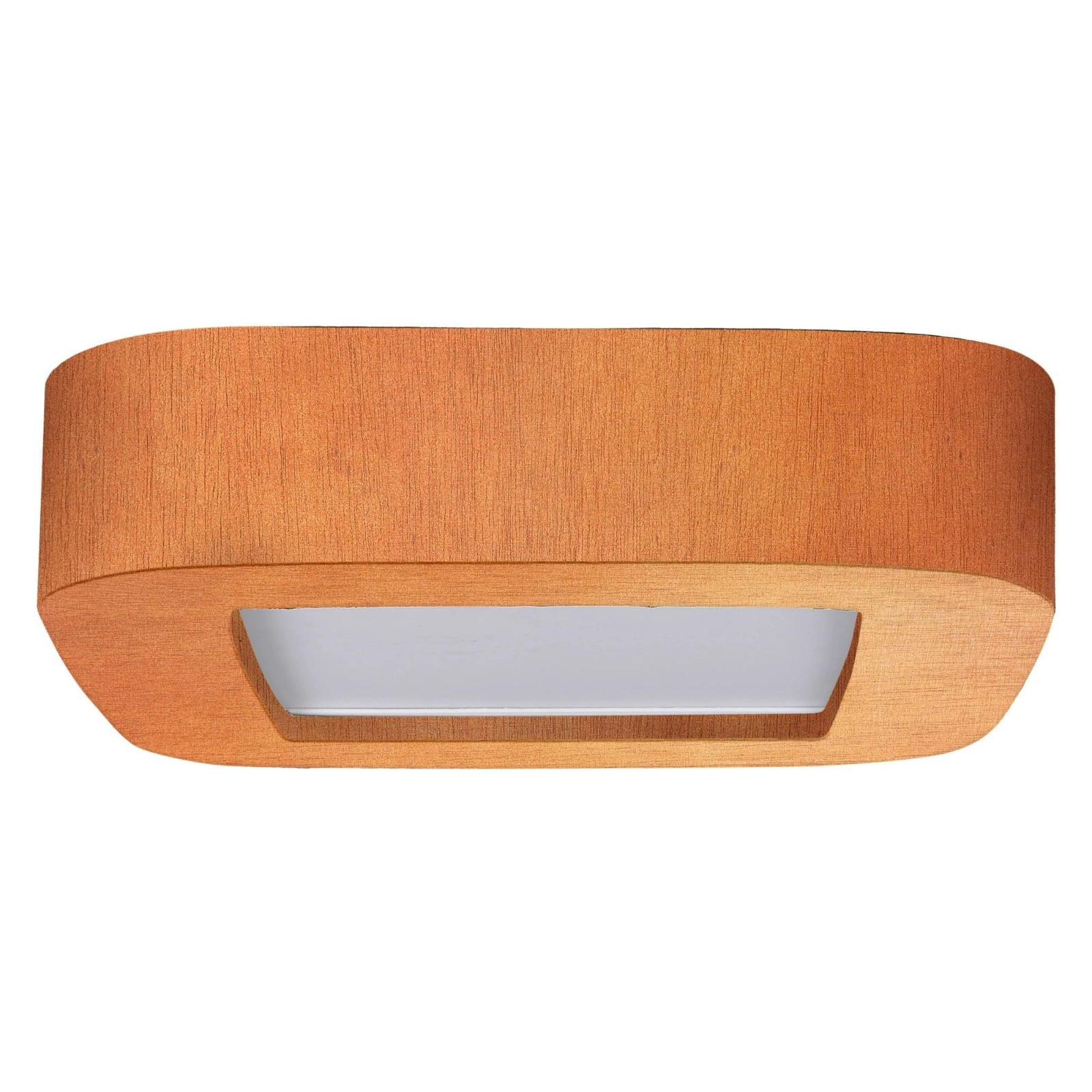 Plafon Wood Madeira Quadrado Arredondado Led 12w Bivolt Mel -branco Quente