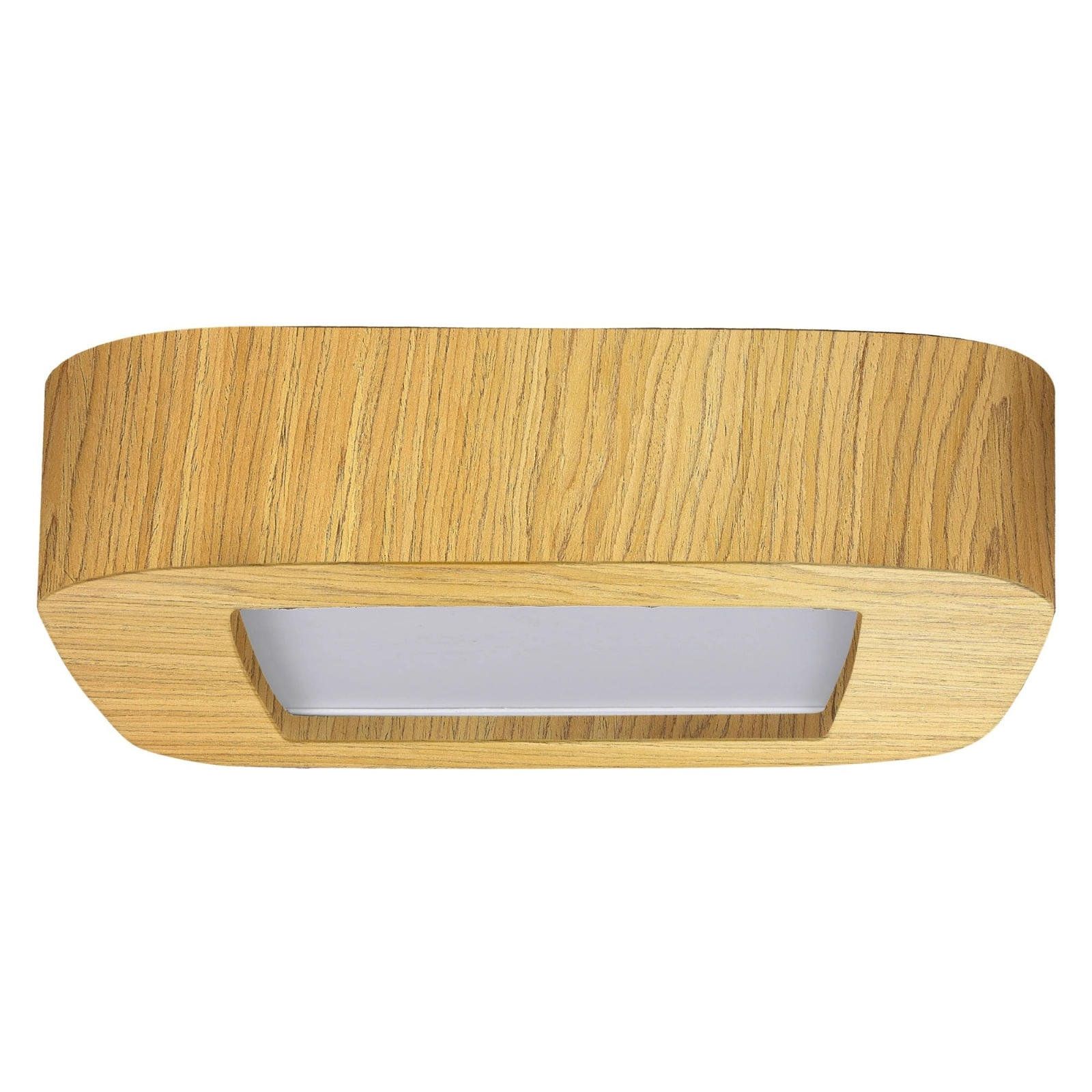Plafon Wood Madeira Quadrado Arredondado Led 18w Bivolt Freijó - Branco Frio