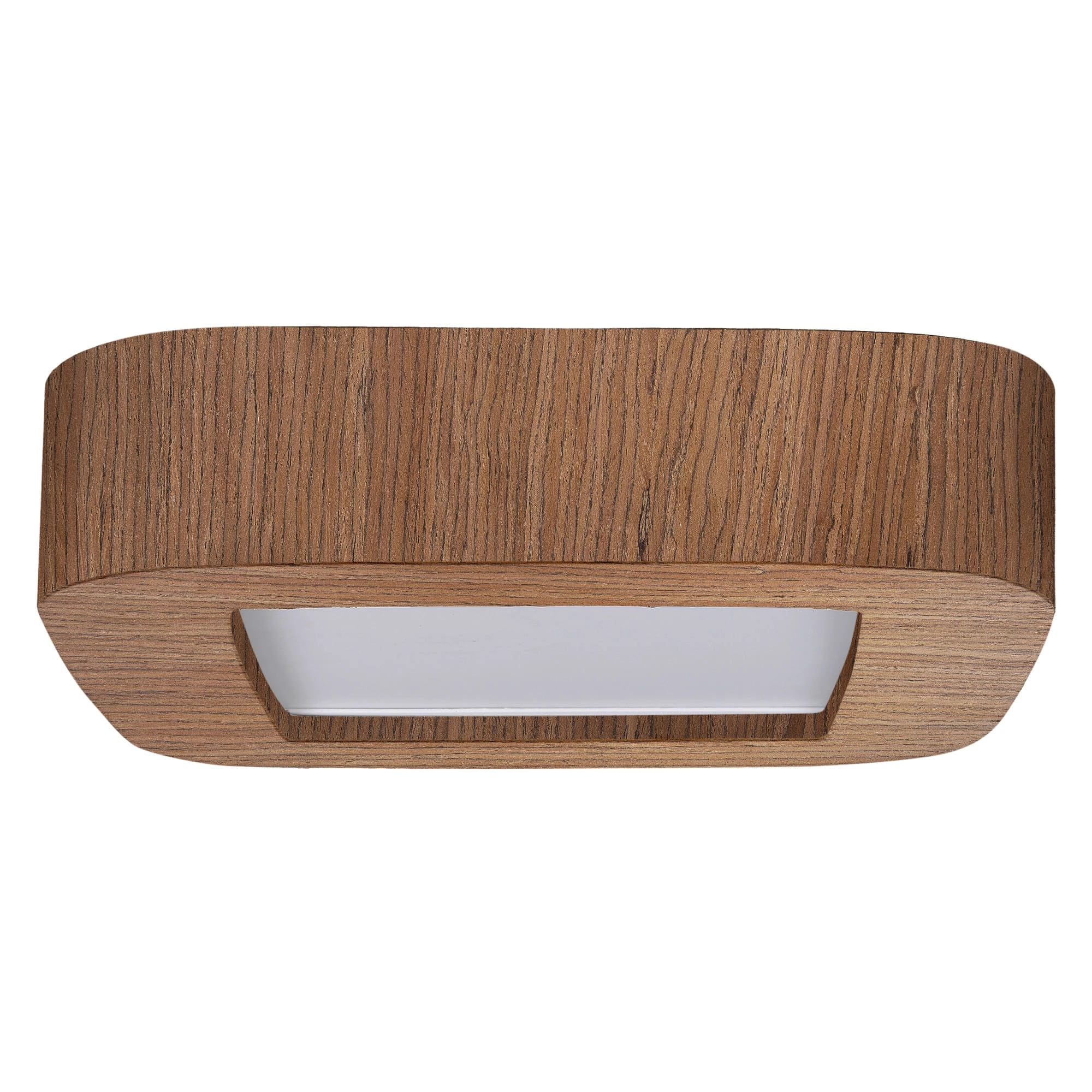 Plafon Wood Madeira Quadrado Arredondado Led 18w Bivolt Imbuia - Branco Quente
