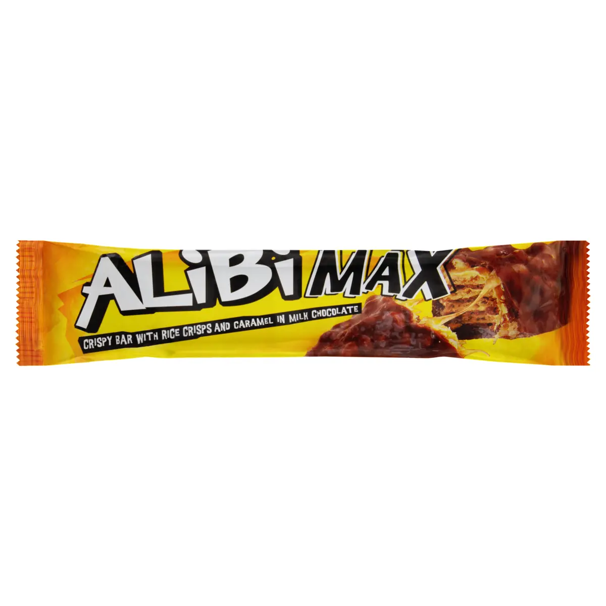 Wafer Com Recheio De Caramelo E Cobertura De Chocolate Ao Leite Alibi Max Pacote 49g