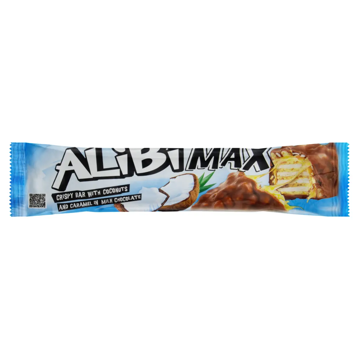 Wafer Com Recheio De Caramelo E Coco E Cobertura De Chocolate Ao Leite Alibi Max Pacote 49g