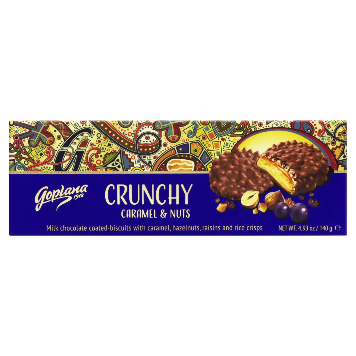 Biscoito Caramelo, Uva Passa E Nuts Goplana Caixa 140g