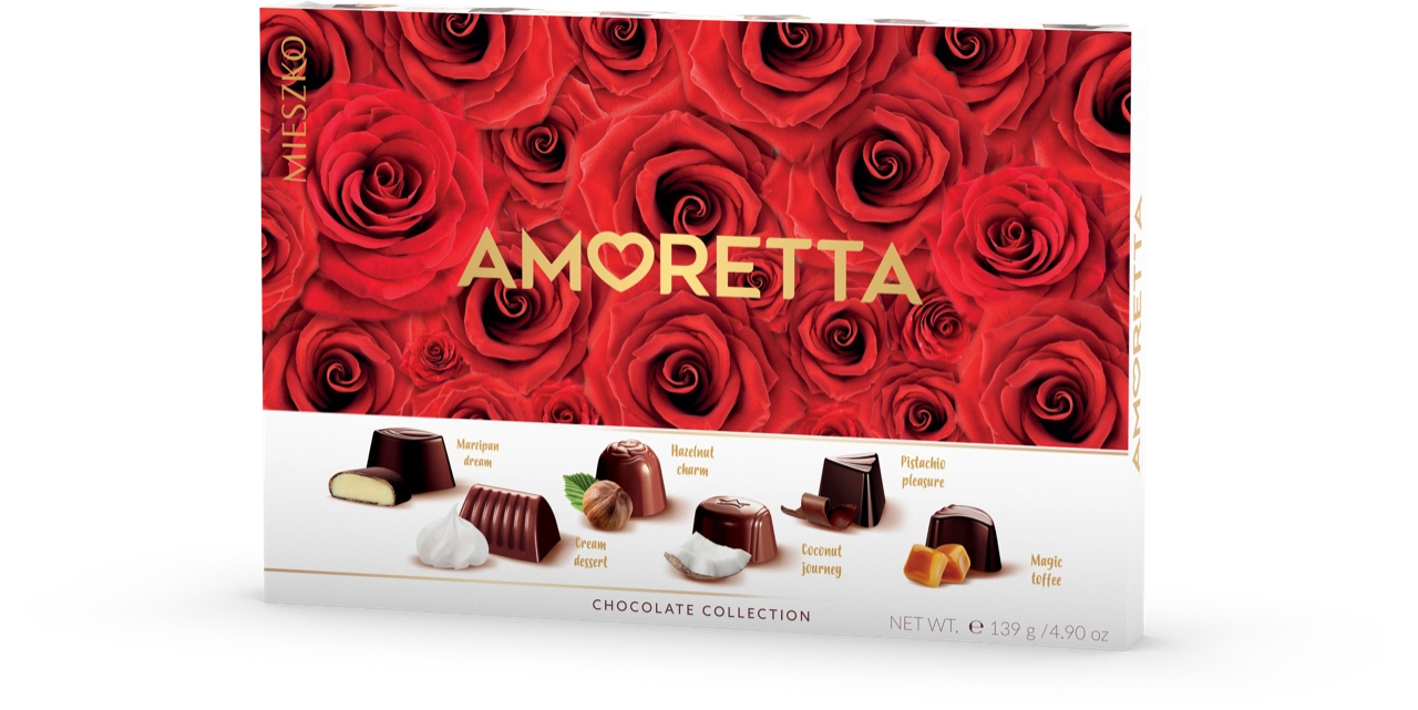 Bombons De Chocolate Ao Leite Com 6 Sabores Classic Roses Amoretta 139g