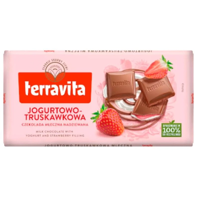 Chocolate Ao Leite Com Iogurte De Morango Terravita Cartucho 100g