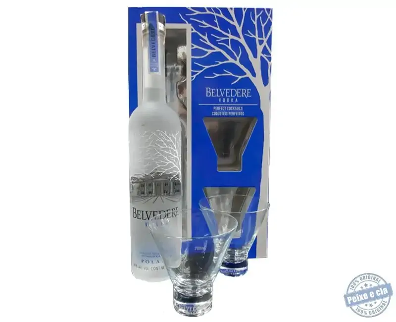 Vodka Belvedere 700ml + 2 Copos martini