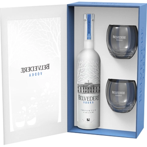 Belvédère Pure Com 2 Copos De Cocktail Em Vidro