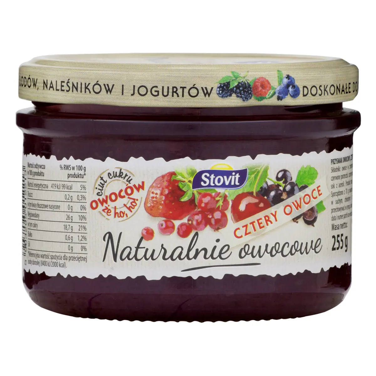Geleia 4 Frutas Stovit Naturalnie Owocowe Vidro 255g