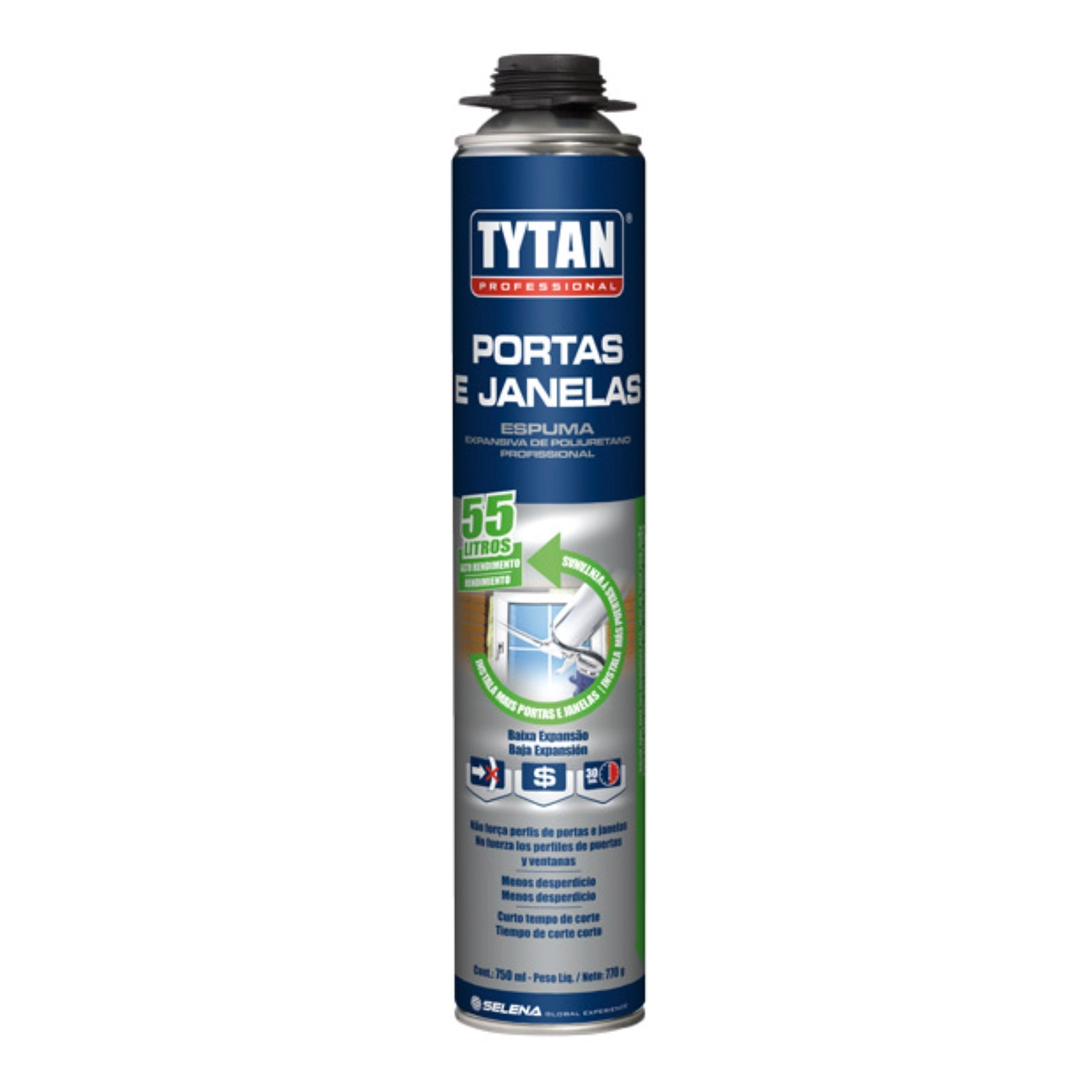 Espuma Expansiva Pistola 750ml para Portas e Janelas Tytan