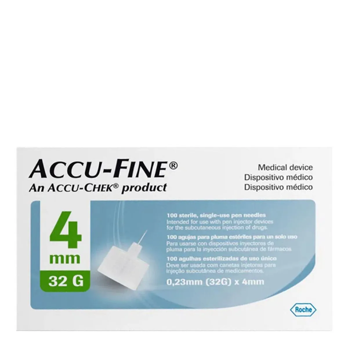 Agulhas Para Caneta Accu-fine 4 mm 32 g com 100 Unidades