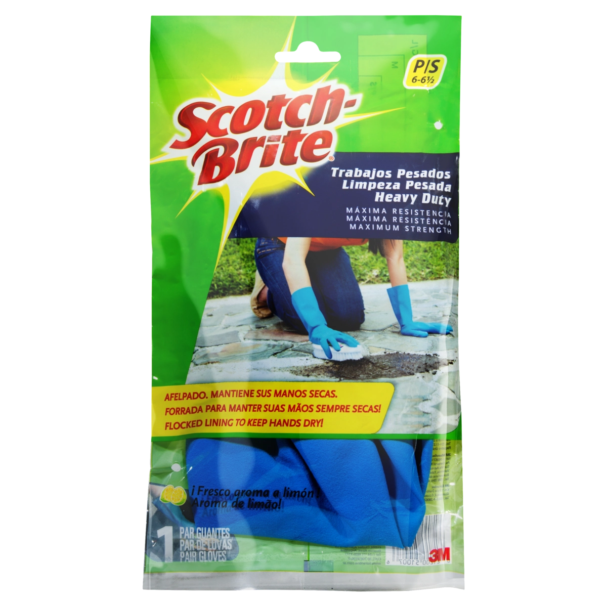 Luva Limpeza Pesada Limão Azul Scotch Brite P