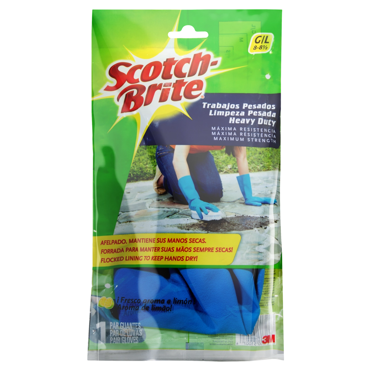 Luva Limpeza Pesada Limão Azul Scotch Brite G