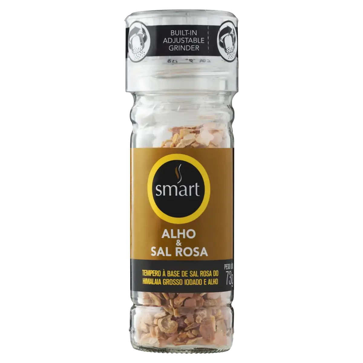 Tempero Granulado Alho E Sal Rosa Do Himalaia Smart Vidro 73g