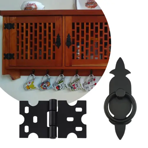 Kit 3 Puxadores Rústicos + 6 Dobradiças Mexicana
