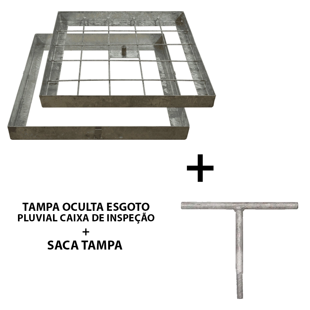 Kit Tampa Esgoto Caixa De Inspeção 80x 80cm Aço + Saca Tampa