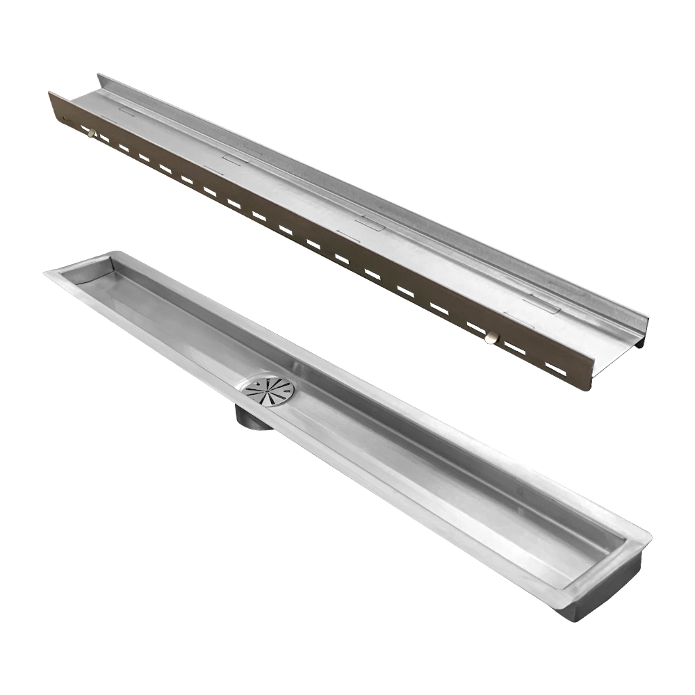 Ralo Linear Oculto 40X6 Cm Inox Saída Vertical Central