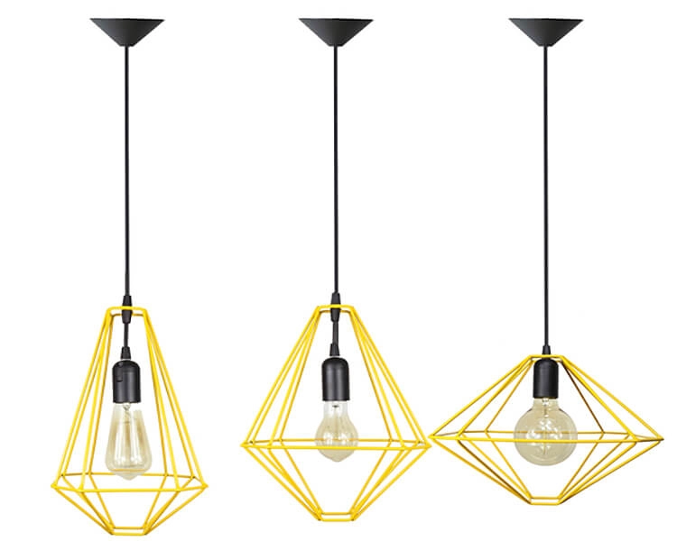 Conjunto Com 3 Pendentes Aramados - Lhz - Amarelo