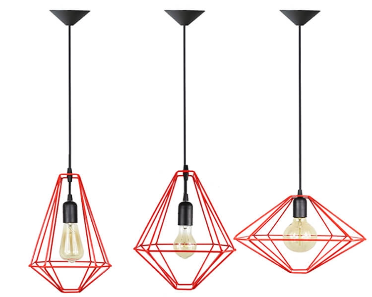 Conjunto Com 3 Pendentes Aramados - Lhz - Vermelho