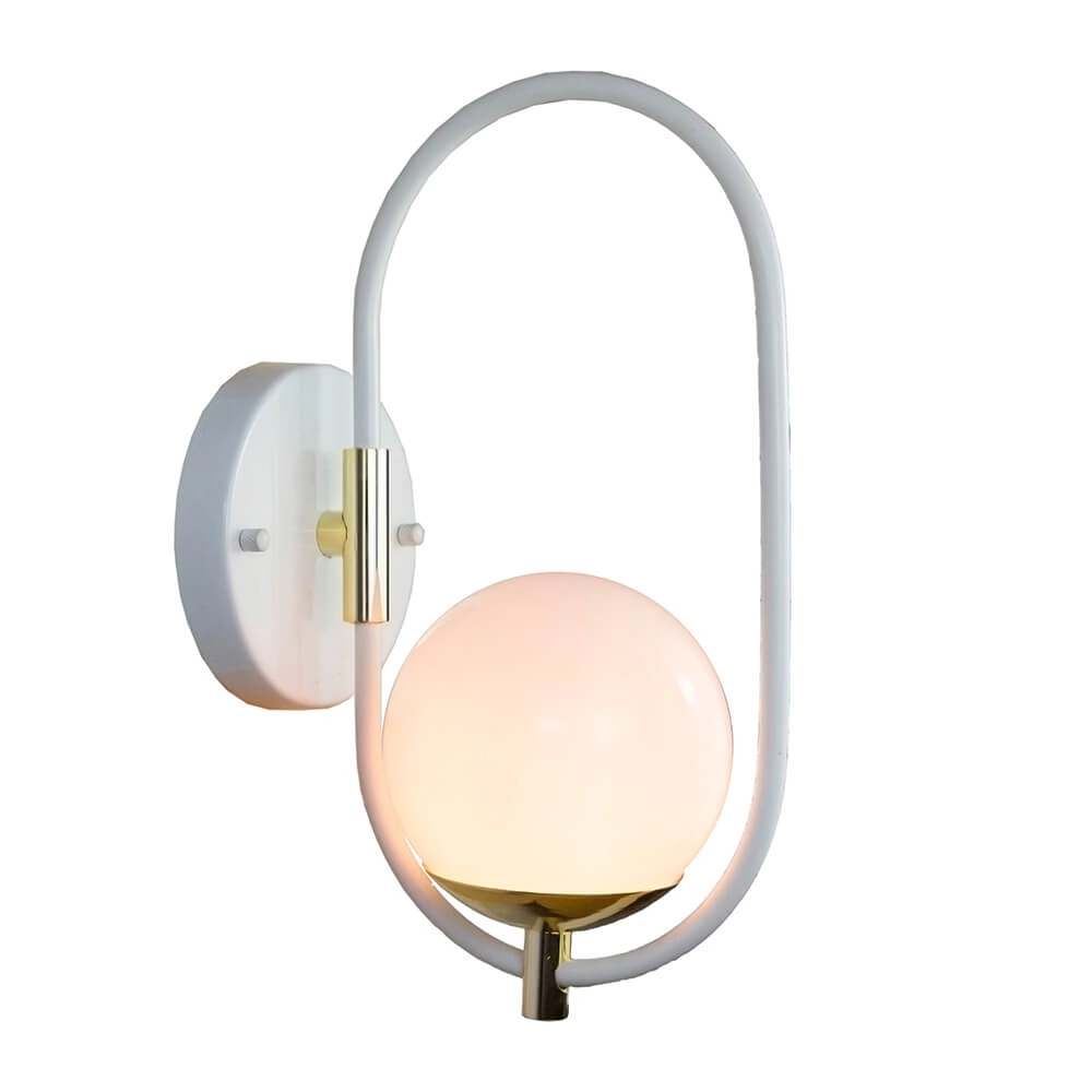 Arandela Globo Esfera Online 30cm - Branco/Dourado
