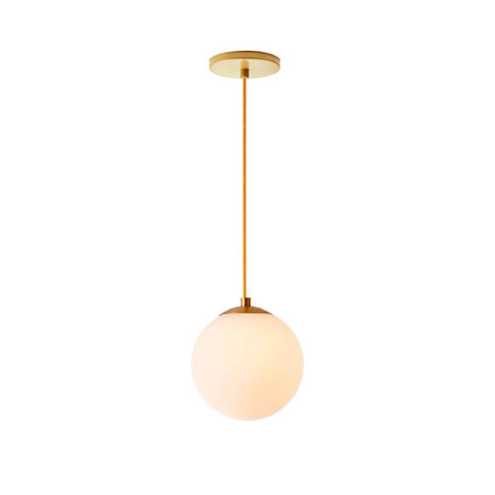 Pendente Globo Esfera De Vidro Branco Fosco 14cm - Ouro