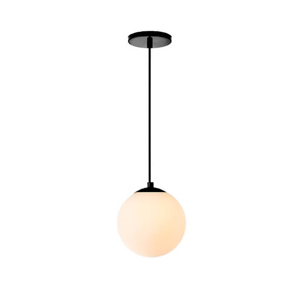 Pendente Globo Esfera De Vidro Branco Fosco 14cm - Preto