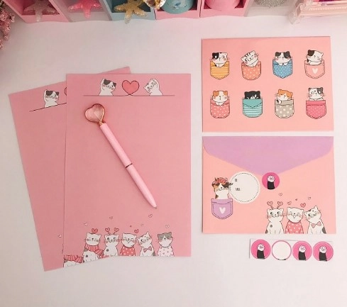 Kit Papeis De Carta Com Envelopes La Palomita Gati