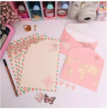 Kit Papeis Carta Envelopes La Palomita Viagem Buendia Ref Ppc2006