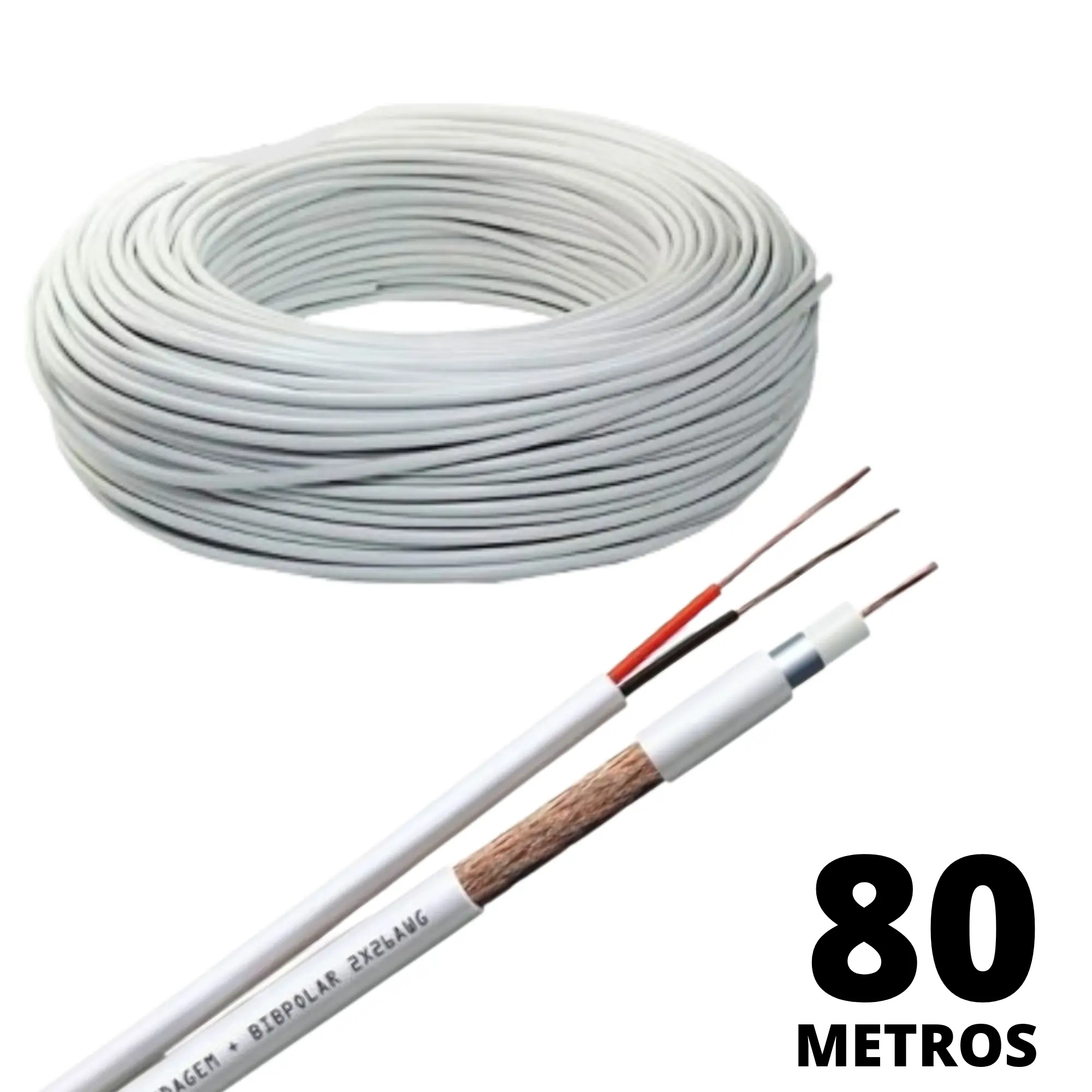 Cabo Coaxial Dupla Blindagem Com Expansão A Gás De 80 Metros