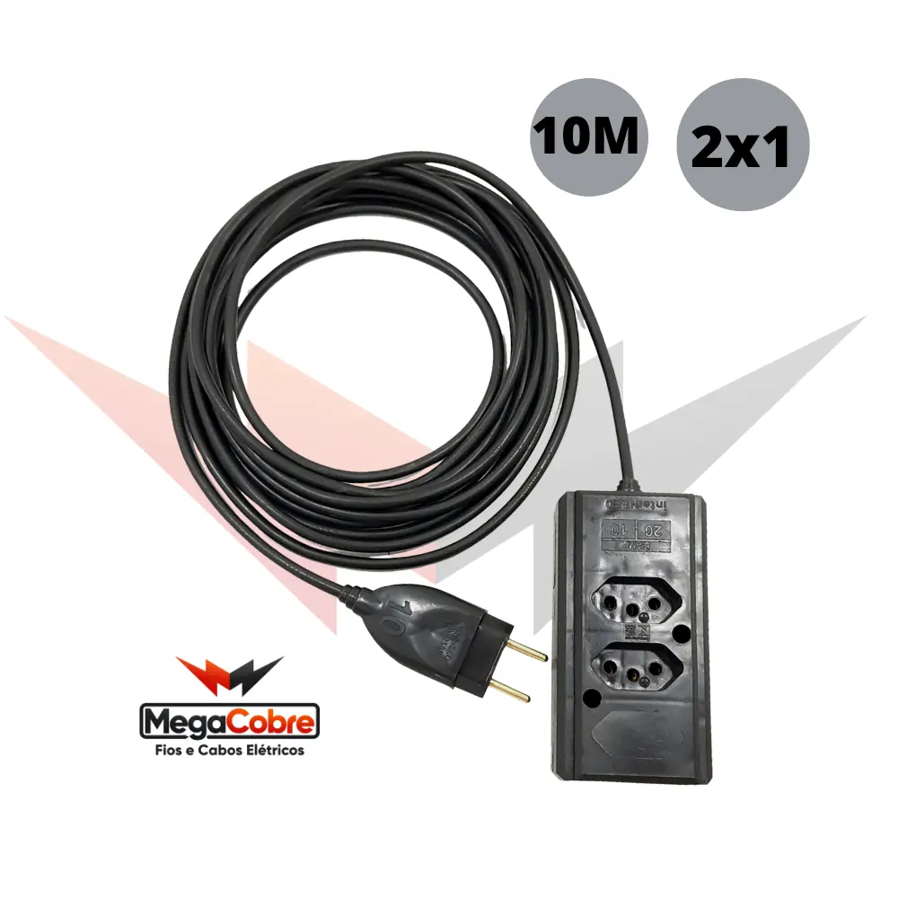 Extensão Dupla Fio Pp 2x1,0mm Com 10 Metros